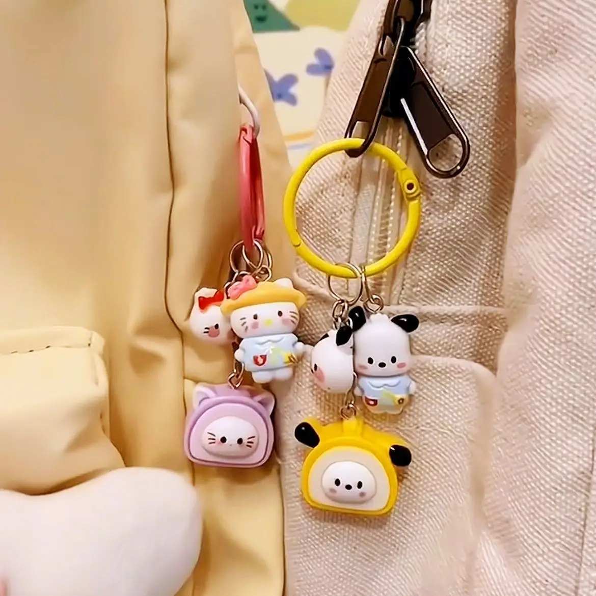 Kawaii Anime Hello Kitty Melody Kuromi Keychain Backpack Pendant Creative Keyring Cinnamoroll Birthday Gifts Toy Diy Decoration