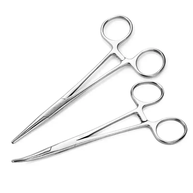 Stainless Steel Locking Forceps Artery Surgical Clamp Curved Straight Tip Fish Hook Pliers Hemostatic Forceps Hand Tools