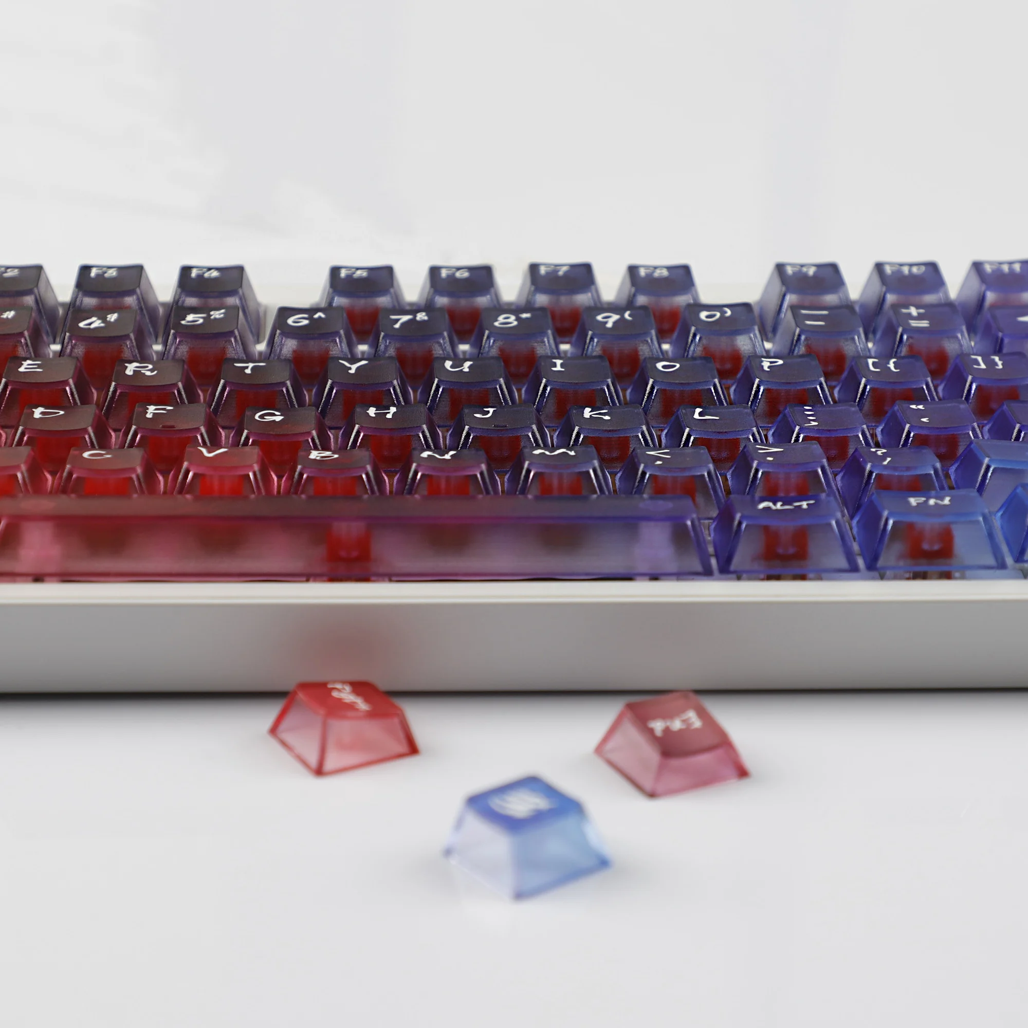 YMDK 119 Keys Magic Mist Neon Keycap PC Shine Through Cherry Profile Keycaps for 61/64/87/104/108 MX Mechanical Keyboard