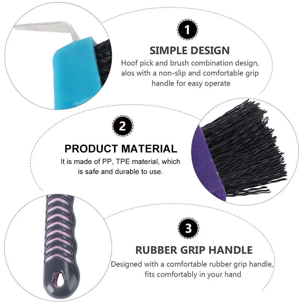 2 قطعة أداة تهذيب الحصان حافر اختيار فرشاة عالية الجودة PP Tpe آمنة دائم للحوافر والأحذية أدوات تهذيب الحصان #4