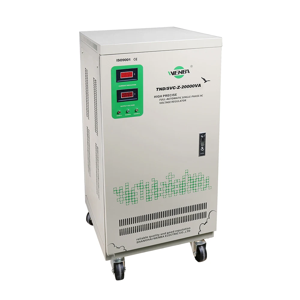 Single Phase SVC 20 KVA Servo Motor Control Automatic AC Voltage Stabilizer 20KVA Voltage Regulator With Digital Display