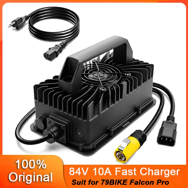 84V 10A Fast Charger Suit for 79BIKE Falcon Pro Dirt Bikes for Electric Motorcycle Waterproof Power Adapter with Cooling Fan