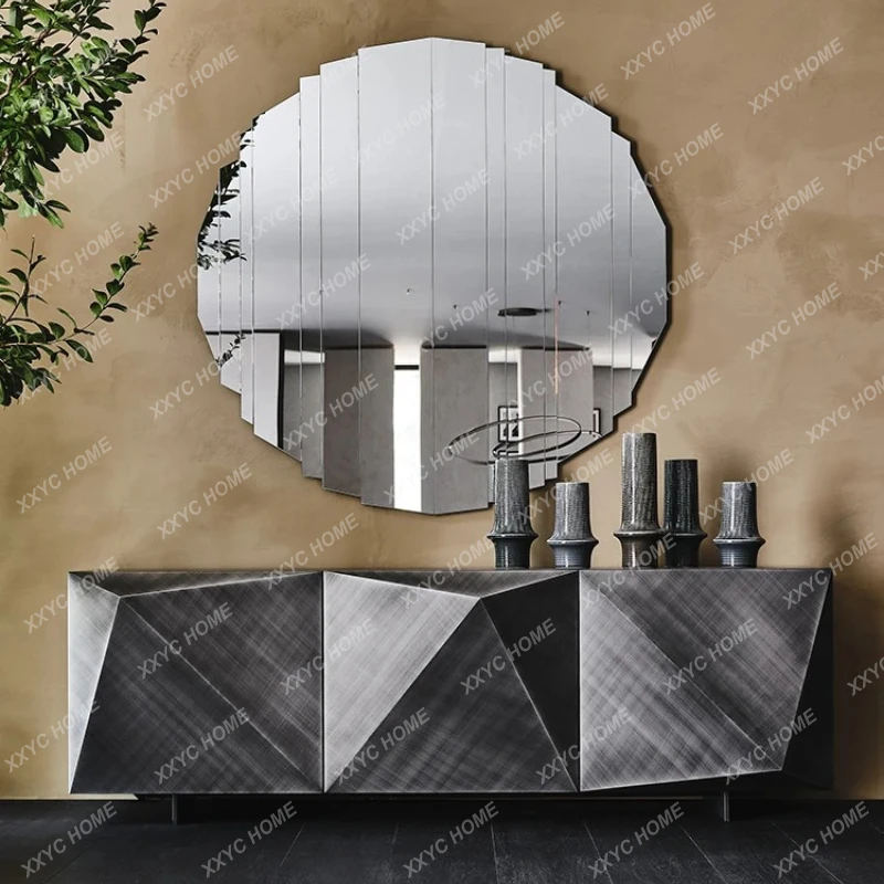 

Q minimalist entrance cabinet retro brushed geometric rhombus creative TV cabinet high villa dining side cabinet