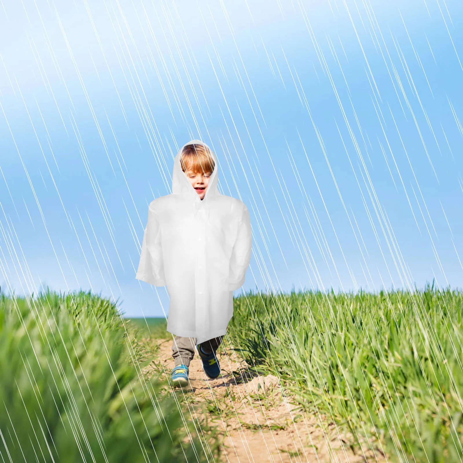 

3pcs Kids Raincoat Lightweight Waterproof Eva Poncho Adjustable Drawstring For Outdoor Travel School Camping Durable Packable