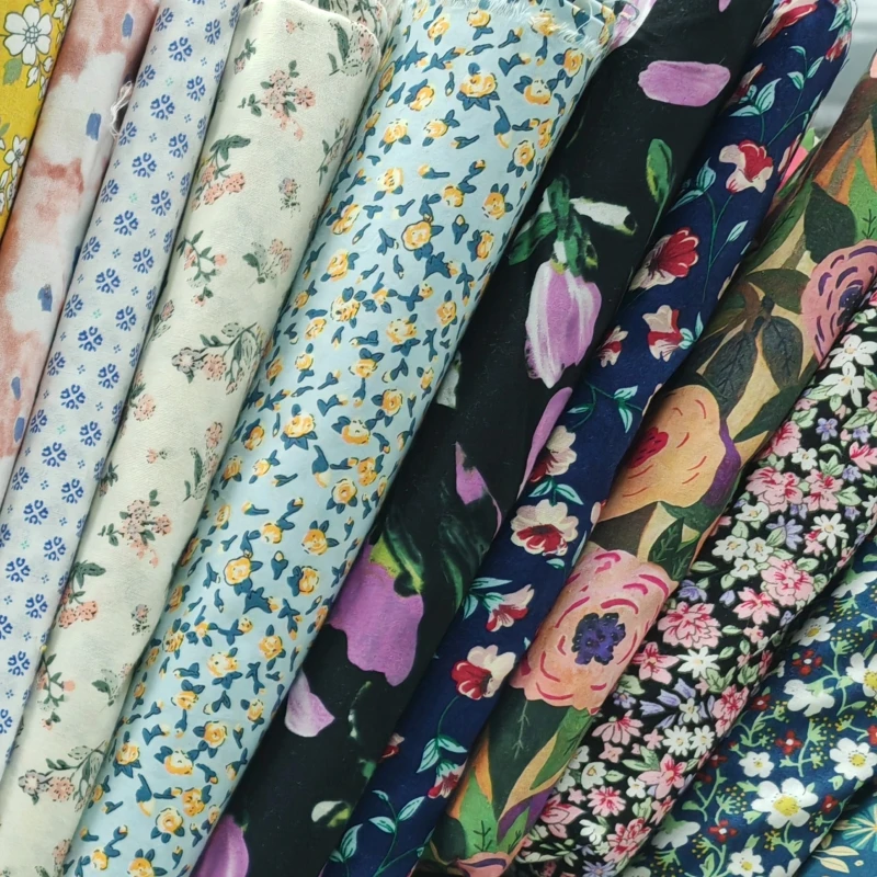 145x50cm Pastoral Floral Poplin Cotton Fabric DIY Children\'s Wear Cloth Make Blouse Dress Shirt Decoration Home on Sale