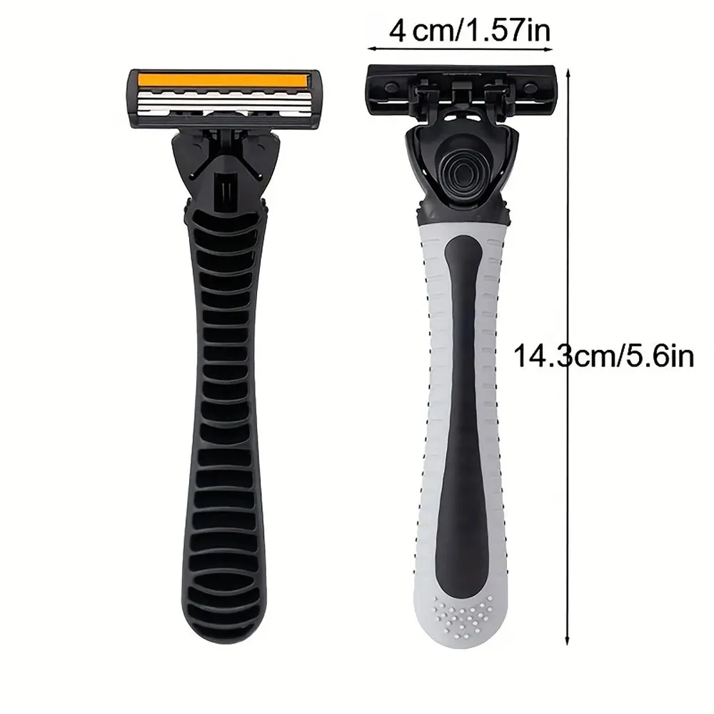 Variety Packs Skin Guard Anti-Slip Handle Replacement Triple Blades Reusable Safety Manual Razors for Men Shaving Bathing Travel