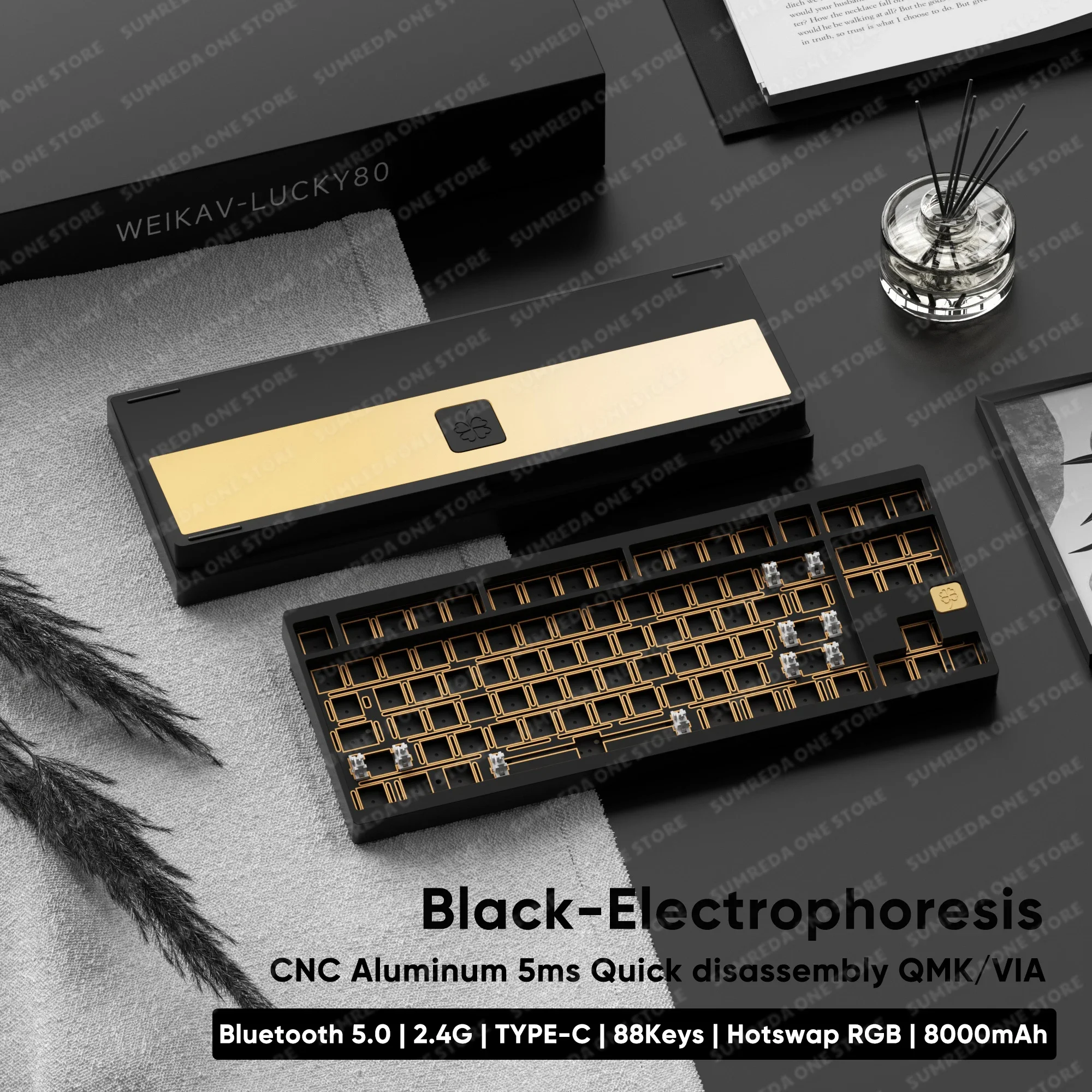 Weikav Lucky80 メカニカルキーボード ベース Weikav Lucky80 Aluminium Wireless Mechanical Keyboard Kit 88Keys