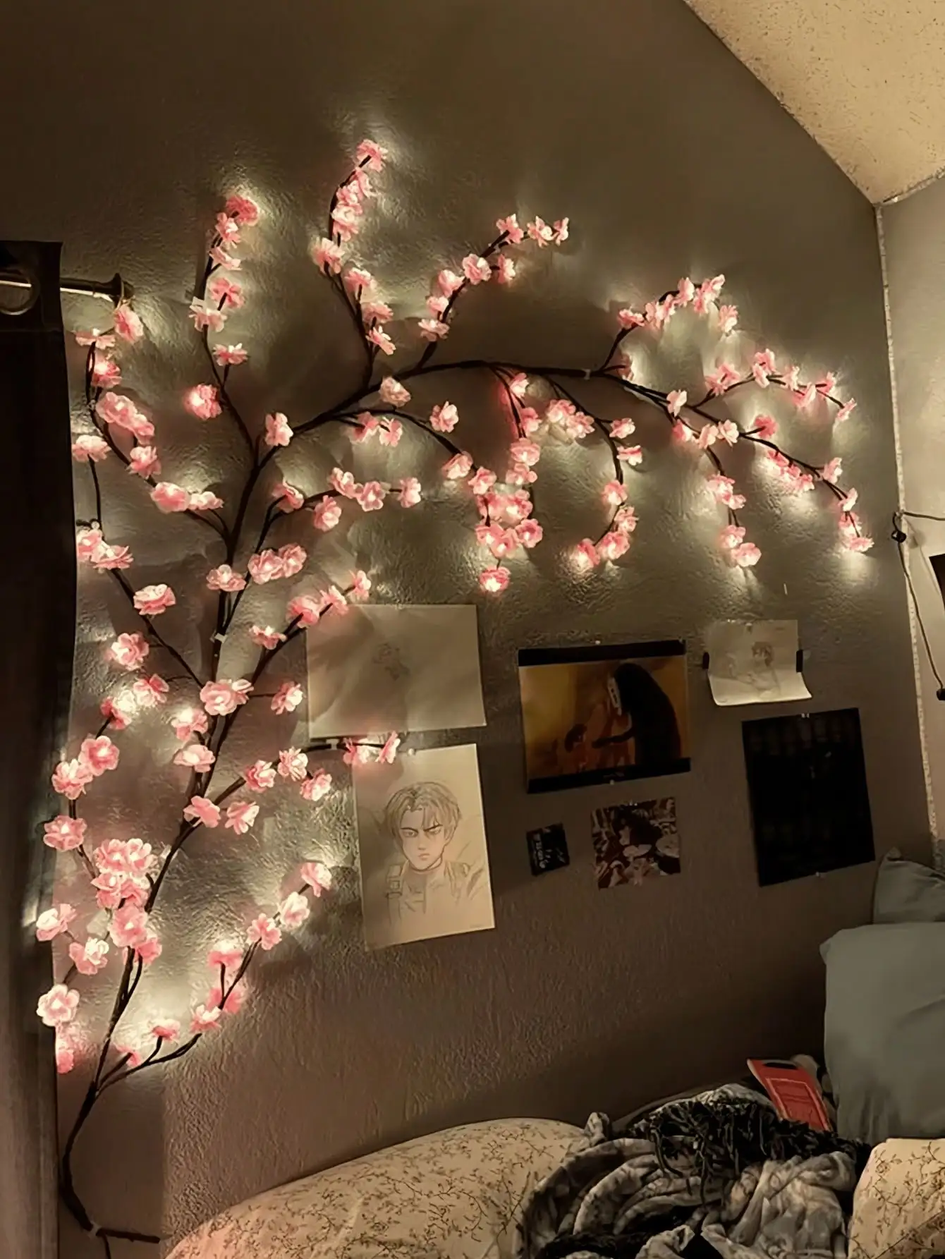 1pc Cherry Blossom Branch LED Light, USB Powered, 8 Flashing Modes, Soft And Bendable, Suitable For Indoor And Outdoor, Living Room, Bedroom, Wall Decoration, Wedding Decoration, Party Atmosphere Light, Valentine's Day, Birthday And Graduation Gift