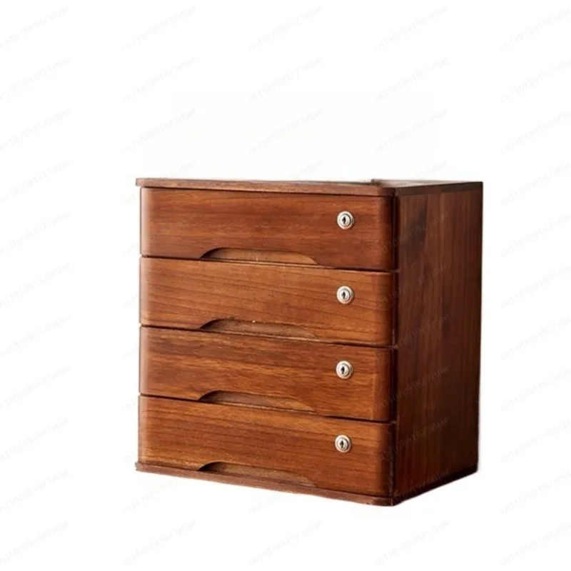 Solid wood desktop storage box, office stationery, drawer type finishing box, computer display screen heightening rack