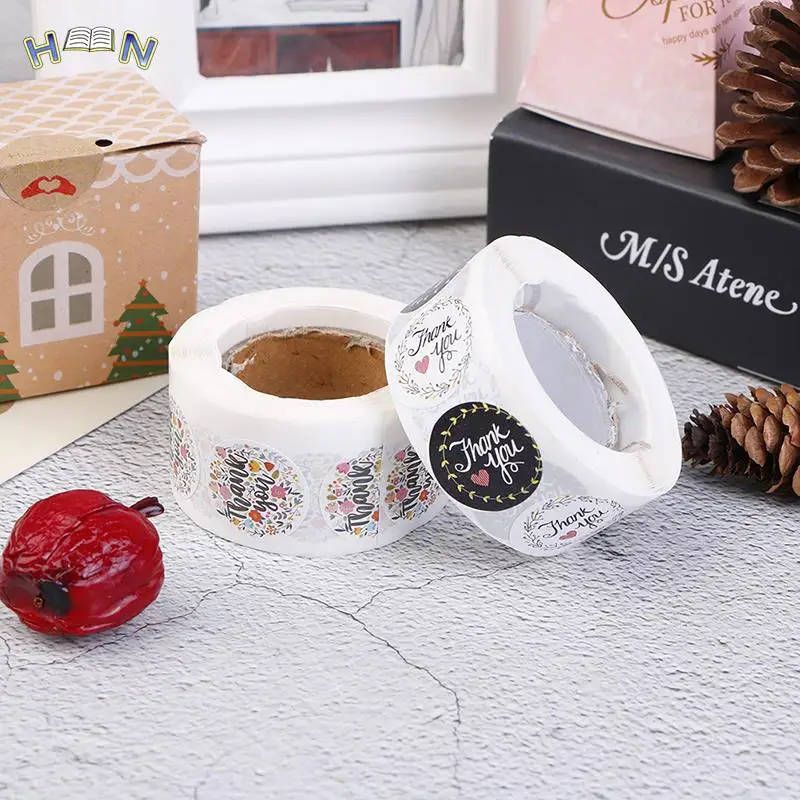 1roll/500 Pcs Colored Thank You Stickers Seal Labels Cute Stickers Per Roll Scrapbook Stationery Sticker Little Stickers