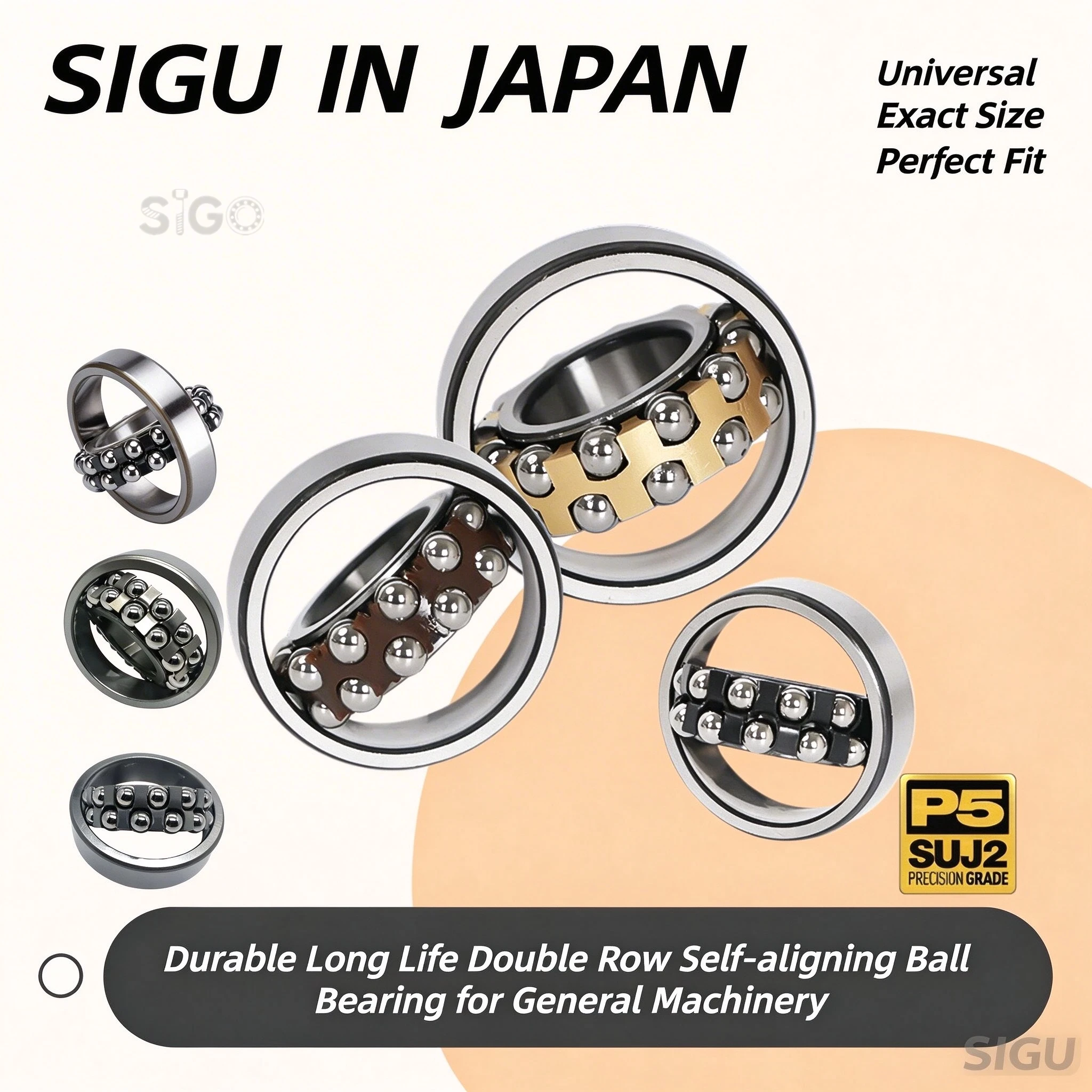 Imported Japan Double Self Aligning Ball Bearing Shaft Bearing Steel Maintenance-free 1310 1311 1312 1313 1314 1315 1316 1317