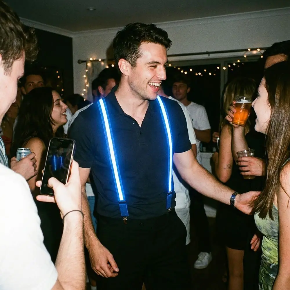 

Y Back Light Up Suspenders Bright Accessory LED Woman Suspenders Hangers Neon Outfits Glow-in-the-dark Men Glow Pants Belt