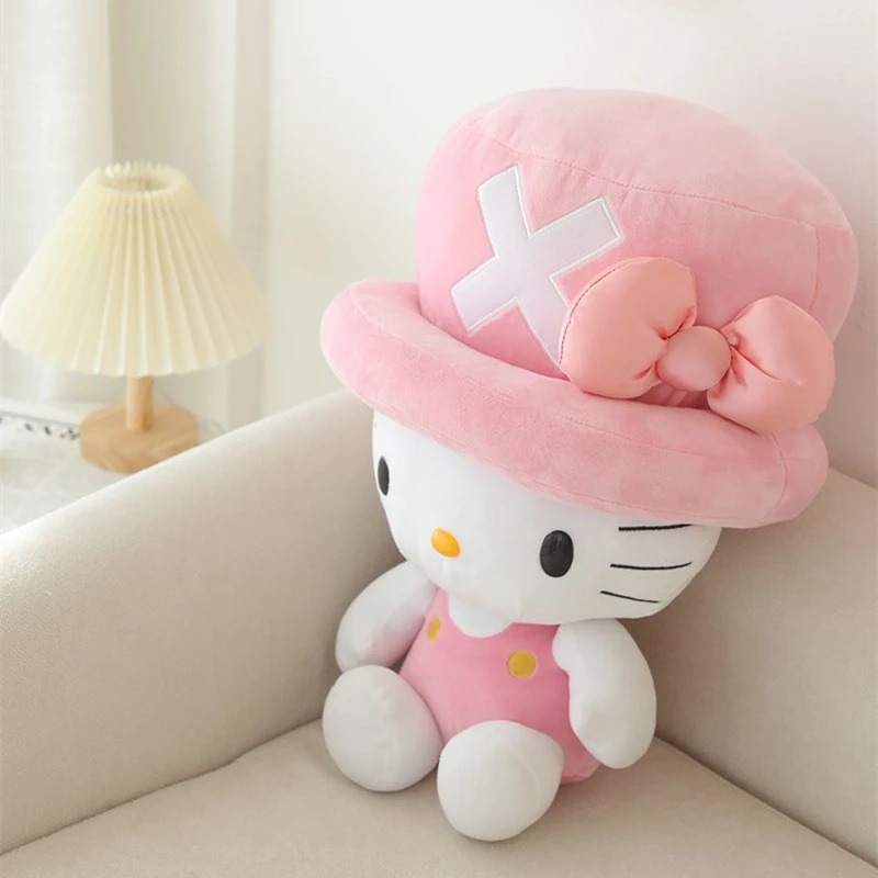 40/45cm Sanrio Hello Kitty Cosplay Chopper Plush Toys Pillow Soft Kawaii Stuffed Plushies Anime Cartoon Doll Gift For Children