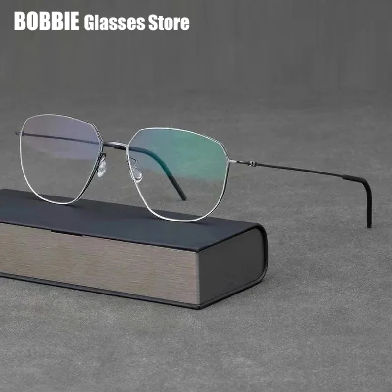 Glasses Frame Pure Titanium Ultra Light Square Eyewear Men Woman Eyeglasses Denmark Brand Design Polygon Ultra-thin Rim Classics