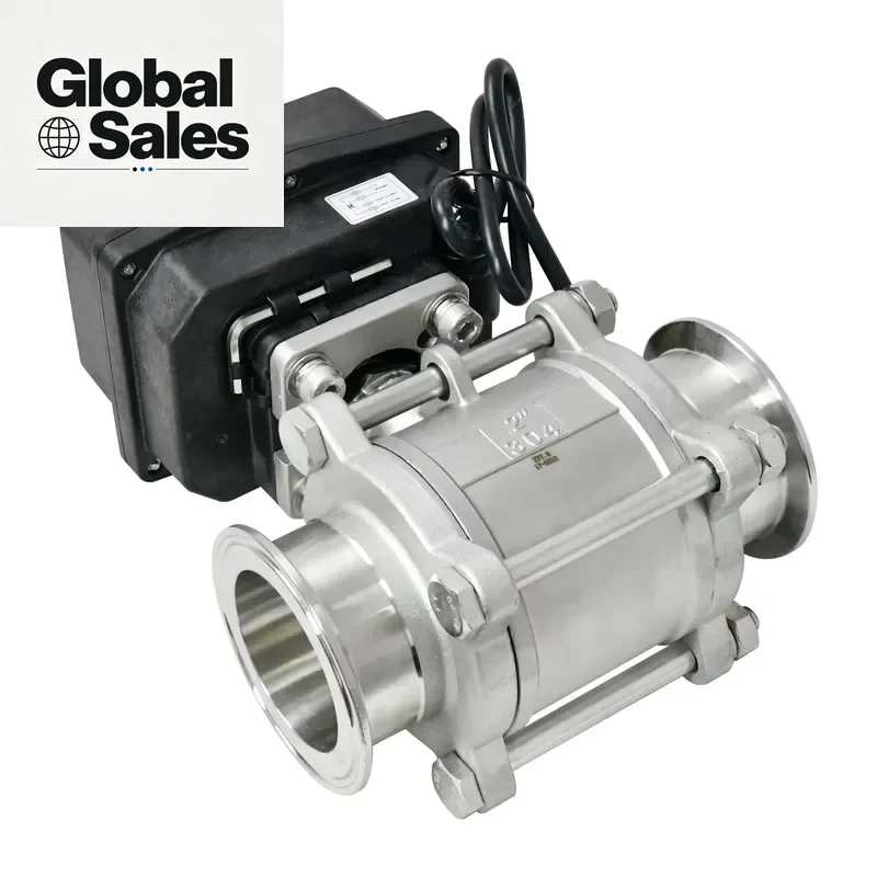 TONHE SC230V Quick-fit Electric Ball Valve DN65 2 Way 304SS Electric Water Ball Valve with Tri-clamp Connection