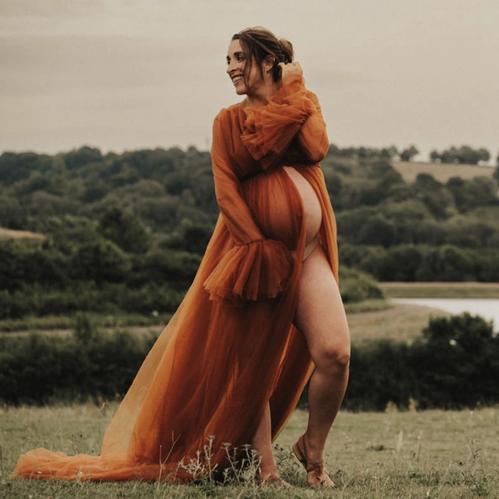 elegant-maternity-photography-gown-sexy-ruffle-bell-sleeve-pregnancy-robe-high-split-women-photo-shoot-props-baby-shower-outfits