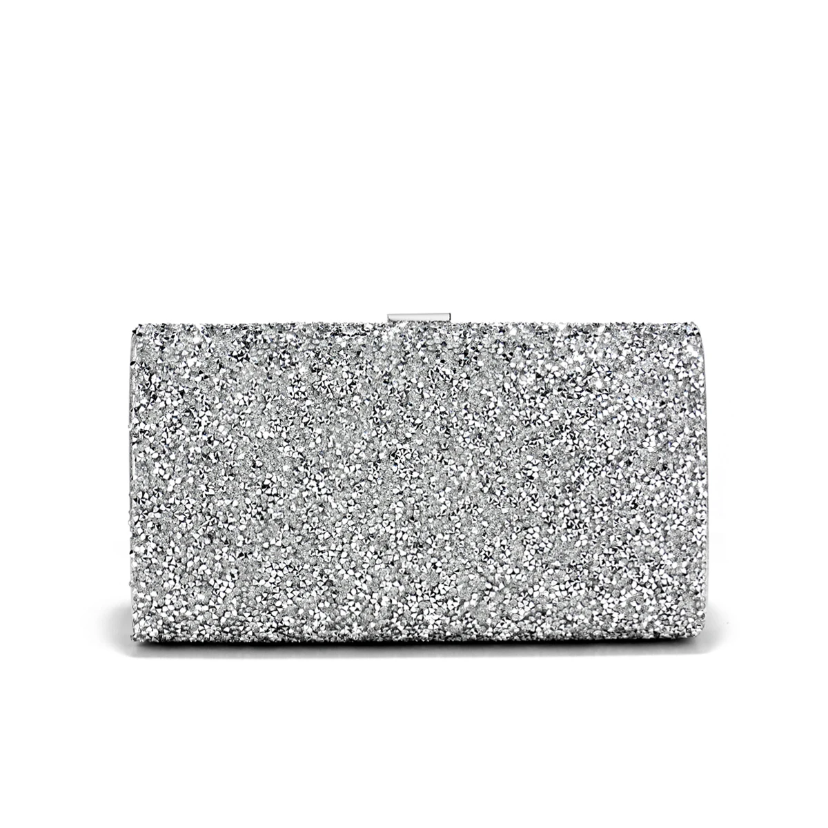 Rhinestones Fashion Evening Bags One Side Bling Silver Color Metal Chain Clutch Wedding Luxury Prom Dinner Handbags view 5