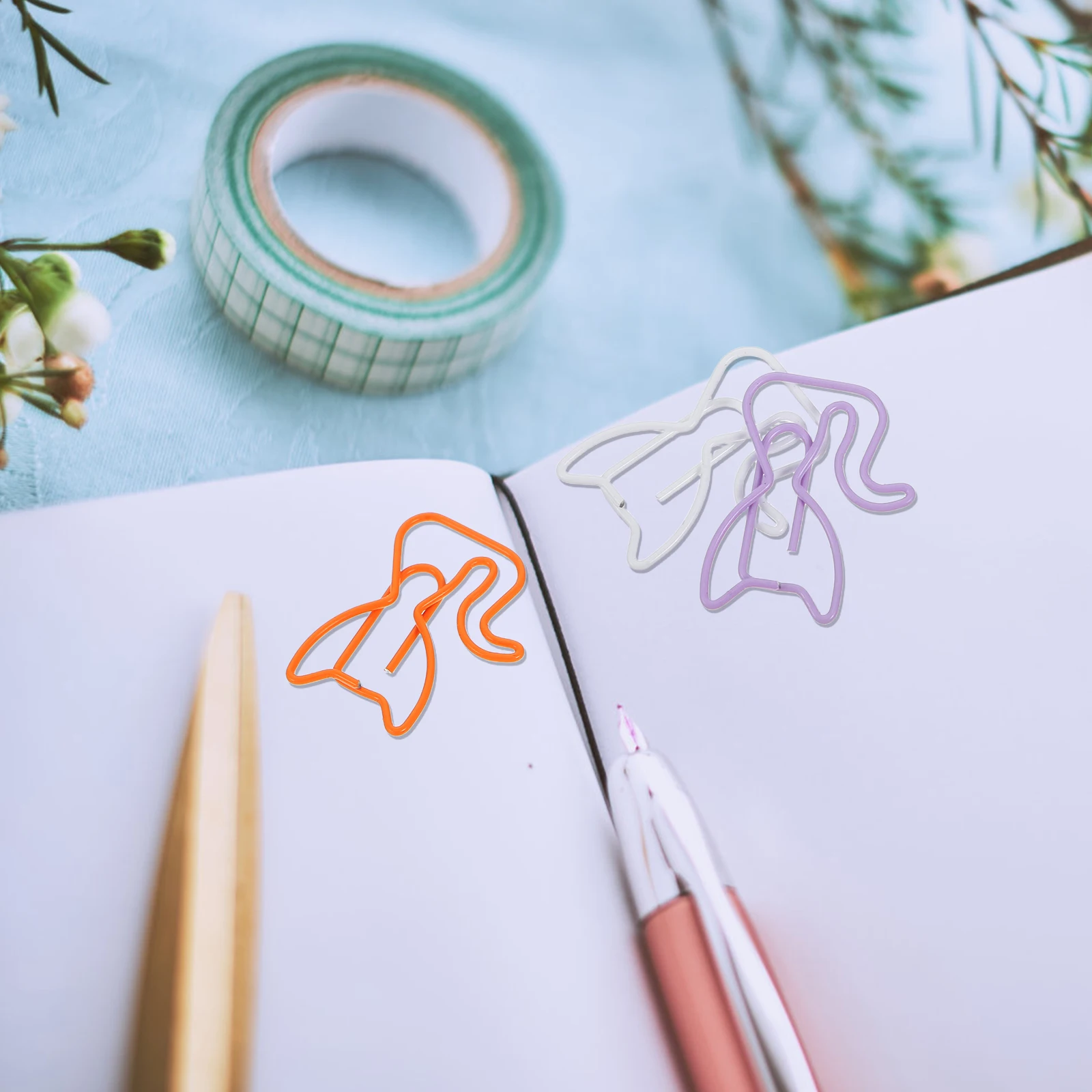 

50 Pcs Cat Paper Clip Shaped Clamps Page Markers Bookmark Clips Fancy Metal Holders