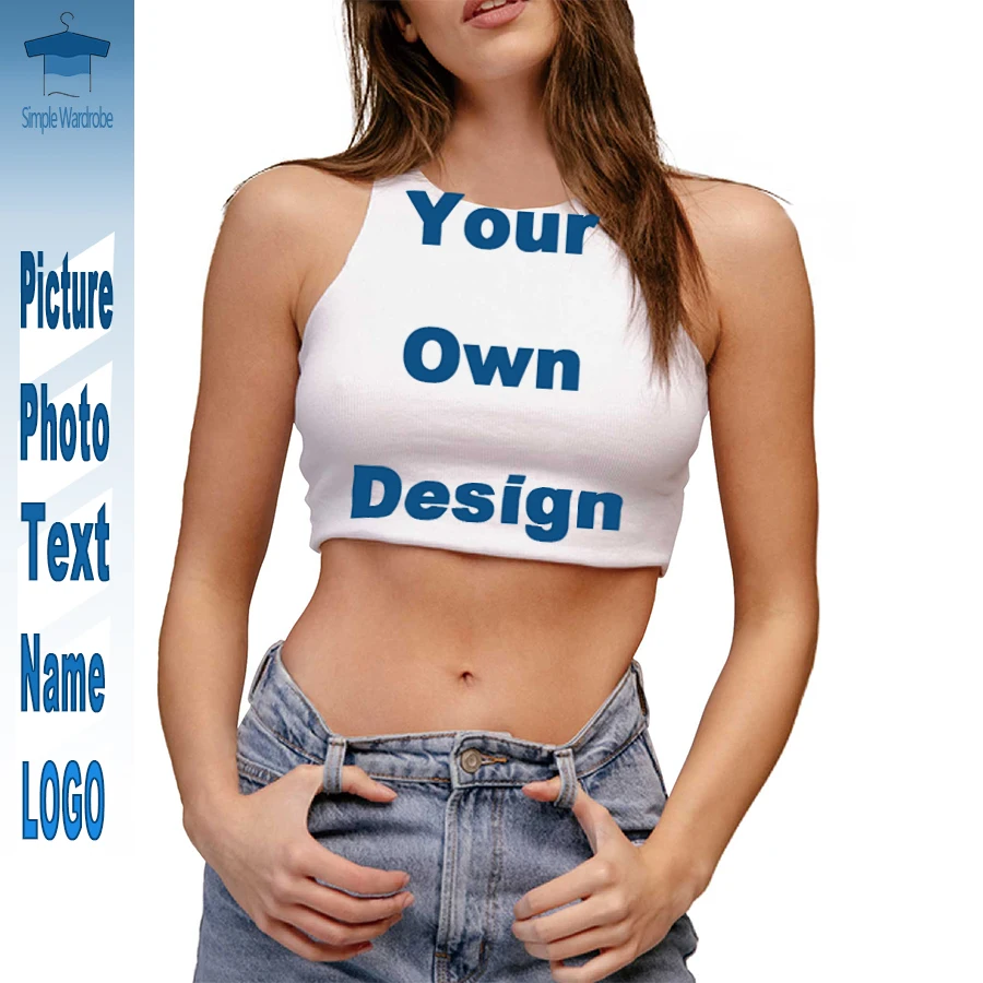 Short Sleeveless T-shirt Women Summer Show Belly Button Vest 3D Print Graphic Fashion Funny Your Own Design DIY Tank Crop Tops