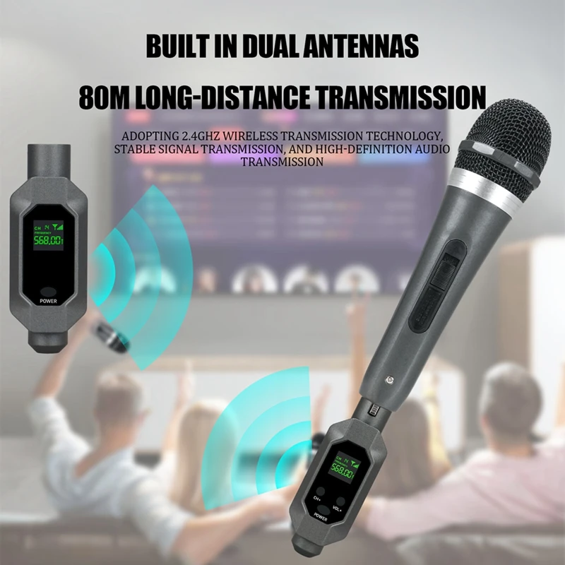 Wireless Microphone Transmitter Receiver Plugged Into Xlr Wireless Microphone System For Dynamic 48V Condenser Mic