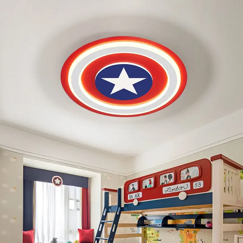 

New Marvel The Avengers Captain Americaka Creative Anime Movie Boy Bedroom Ceiling Lamp Personalized Cartoon LED Decorative Lamp