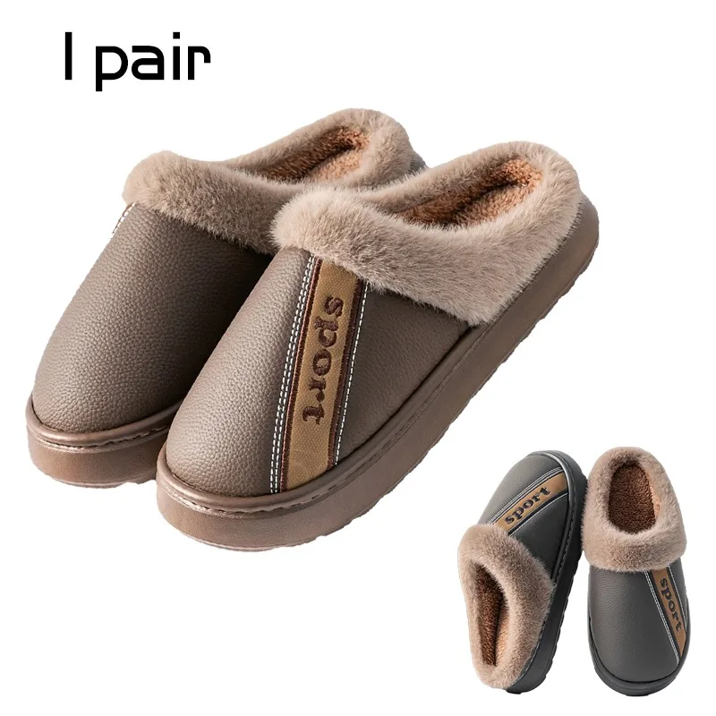 Thick-soled Cotton Slippers Large-size Men's Cotton Shoes 2025 New Middle-aged and Elderly Home Indoor Non-slip Warm Shoes
