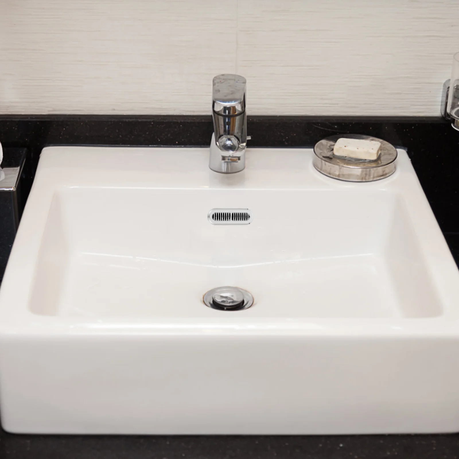 

5Pcs Basin Overflow Cover Insert Stainless Steel Efficient Filtering Modern Minimalist Style for Sink Overflow Hole Protection