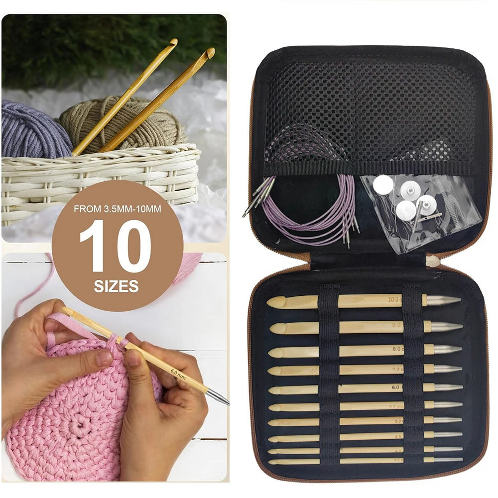 

10 шт. съемные афганские тунисские крючки для вязания, сменные круглые иглы для плетения, крючок для вязания, инструмент, набор свитеров для плетения «сделай сам»