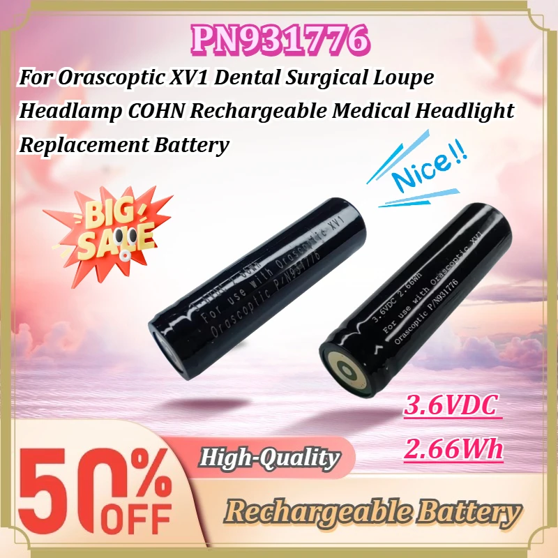 For Orascoptic XV1 Dental Surgical Loupe Headlamp COHN PN931776 3.6VDC 2.66Wh Rechargeable Medical Headlight Replacement Battery
