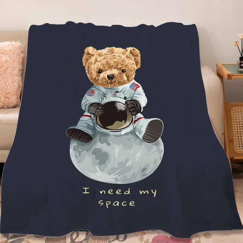 Couverture de dessin animé A-Teddy Bears pour la sieste, couvertures moelleuses et douces, literie en microcarence, lit chaud, sourire, personnalisé, décoratif, hiver