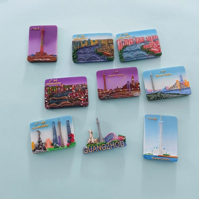 Refrigerator Magnet Shenzhen Zhuhai Guangzhou Small Waist City Refrigerator Sticker Tourist Handmade Souvenir Creative Unique