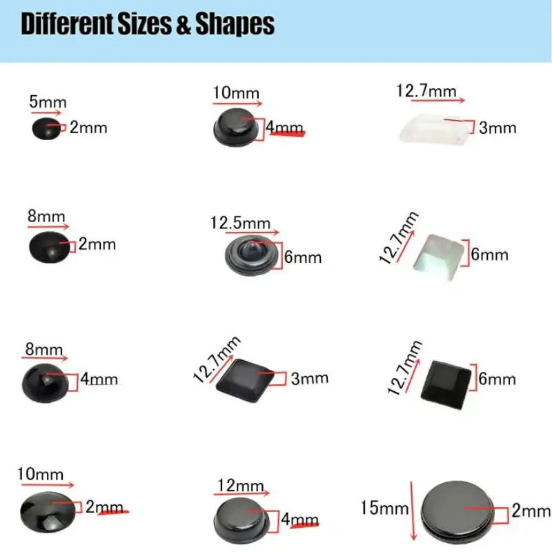 Clear/black Door Stops Self adhesive Silicone Rubber Pads Cabinet Bumpers Rubber Damper Buffer Cushion Furniture Hardware
