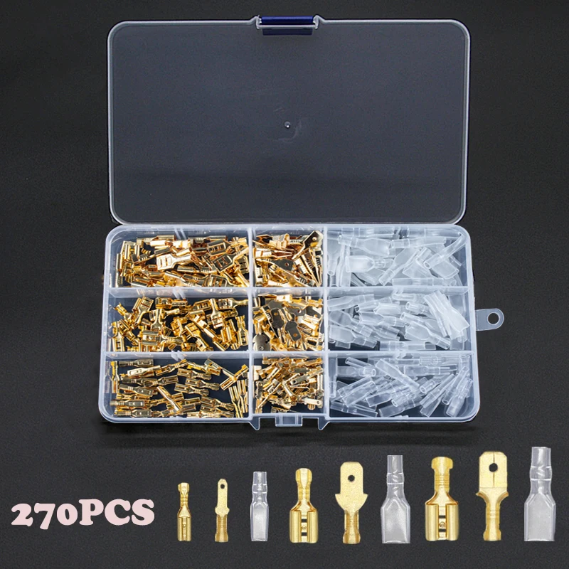 270pcs 2.8/4.8/6.3mm Crimp Terminals Insulated Seal Electrical Wire Connectors Crimp Terminal Connector Assortment Kit ZiiZ