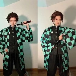 Anime Kimetsu No Yaiba Kamado Tanjirou Cosplay Costume Demon Slayer Halloween For Kids Adult Cartoon Costume Sutis Wigs Party