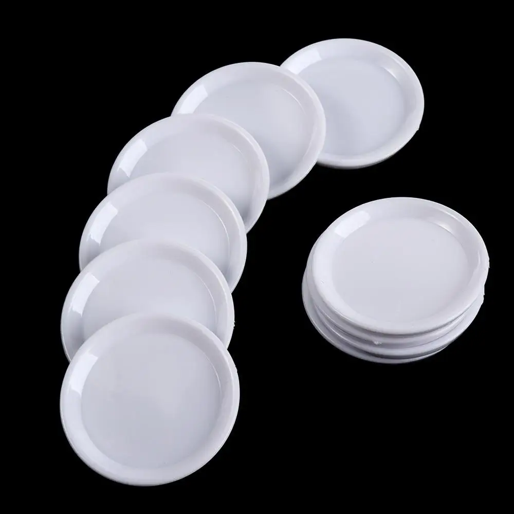 キッチンおもちゃドールハウストレイ食器シミュレーションミニ食品皿白プラスチックミニチュア皿ドールハウスアクセサリー