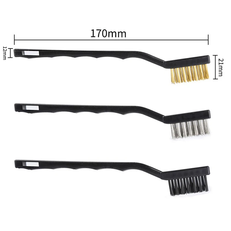

Mini Wire Brush Set Cleaning Polishing Detail Metal Rust Brush Cleaning Tool Stainless Steel Brass Nylon Cleaning