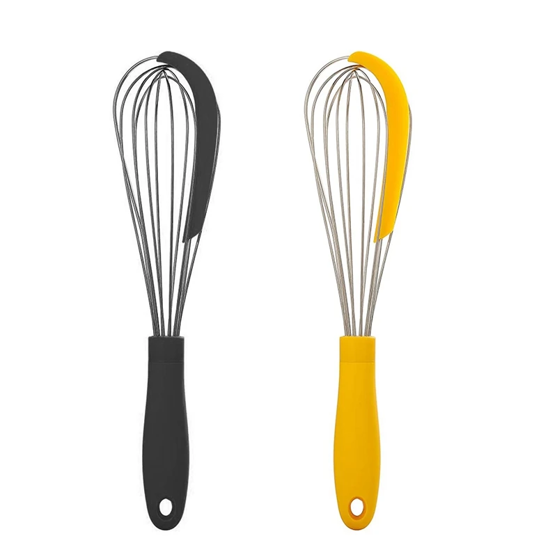 304 Stainless Steel Balloon Whisk With Silicone Scraper - Elegant Handle & Thick Wire Balloon Whisk For Mixing