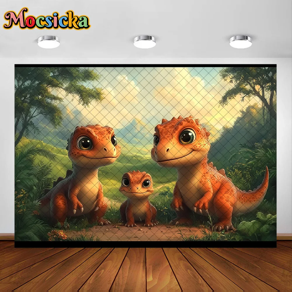 Mocsicka фон для фотосъемки милые маленькие динозавры украшения детский первый день рождения торт Smash портреты фоны для фотографий