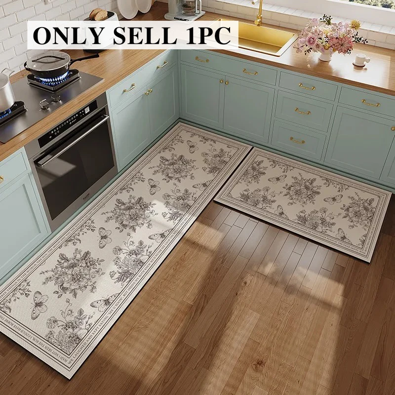 Floor Mat for Kitchen Pvc Leather Waterproof Carpet Oil-proof Floral Rug Home Decoration Long Foot Mats Alfombra De Cocina 주방매트