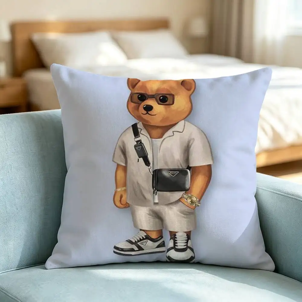 Cool B-Baron Filou B-Bear Square Double-Sided printed Pillow Case Bedroom Bedside Pillow Sofa Cushion Cover Gift