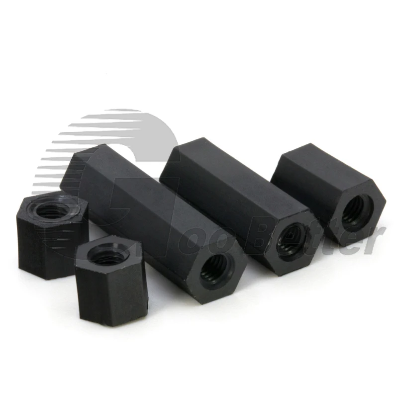 

M2 M3 M4 Hex Female Female Nylon Standoff Spacer Column Flat Head Double Pass Plastic Spacing Screws Black