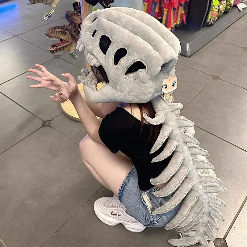Kostium do odgrywania ról - szkielet dinozaura, uroczy i realistyczny pluszowy dinozaur dla dorosłych i dzieci, kostium na Halloween, Boże Narodzenie, imprezę, prezent.