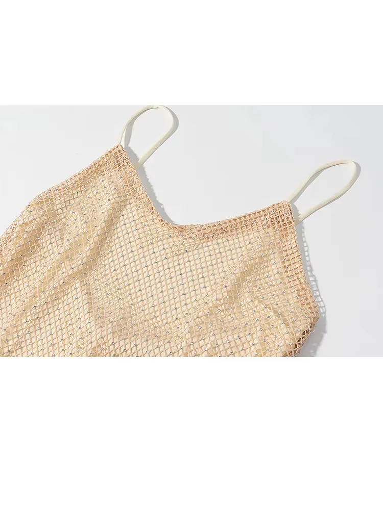 HH femmes été Sexy robe longue col oscillant dos nu décoration bouton femme nouvelle mode solide mince robe sans manches