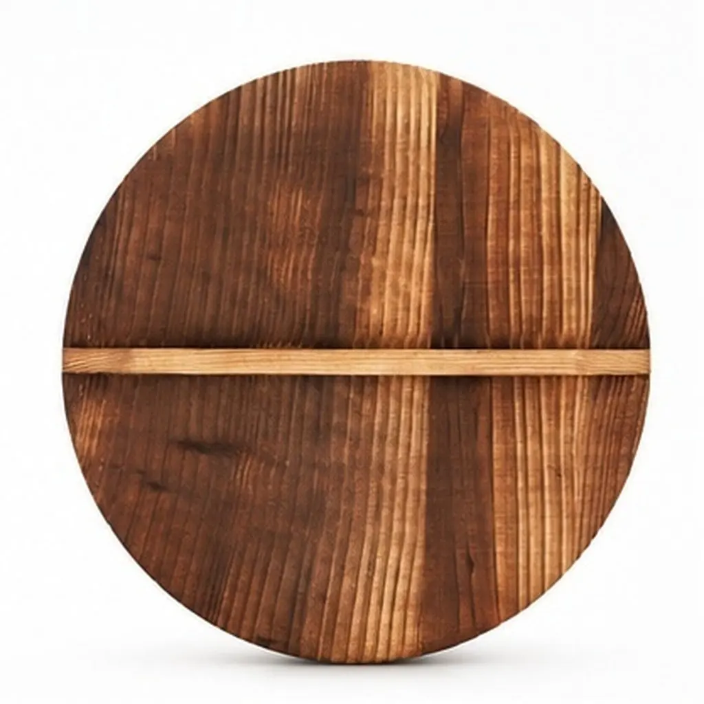 14 Inch Wooden Wok Lid Thick Natural Wood Pot Cover Anti Oil Splashing Kitchen Tool Ergonomic Handle Vintage Style Wok Cover