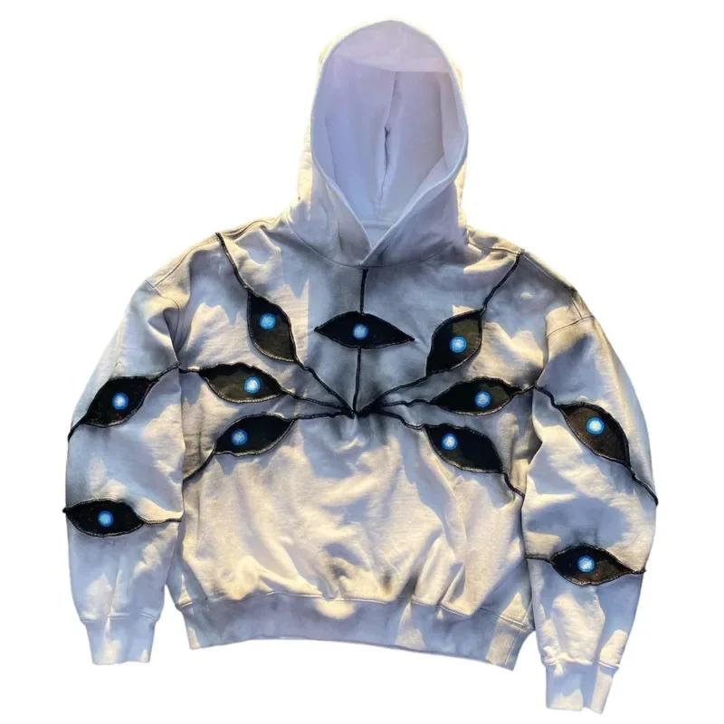 Suéter con bordado de ojo Abyss 3D, sudaderas con capucha Y2K, Retro, calle americana, gafas oscuras, Patchwork Ins, Top suelto, nuevo, Otoño e