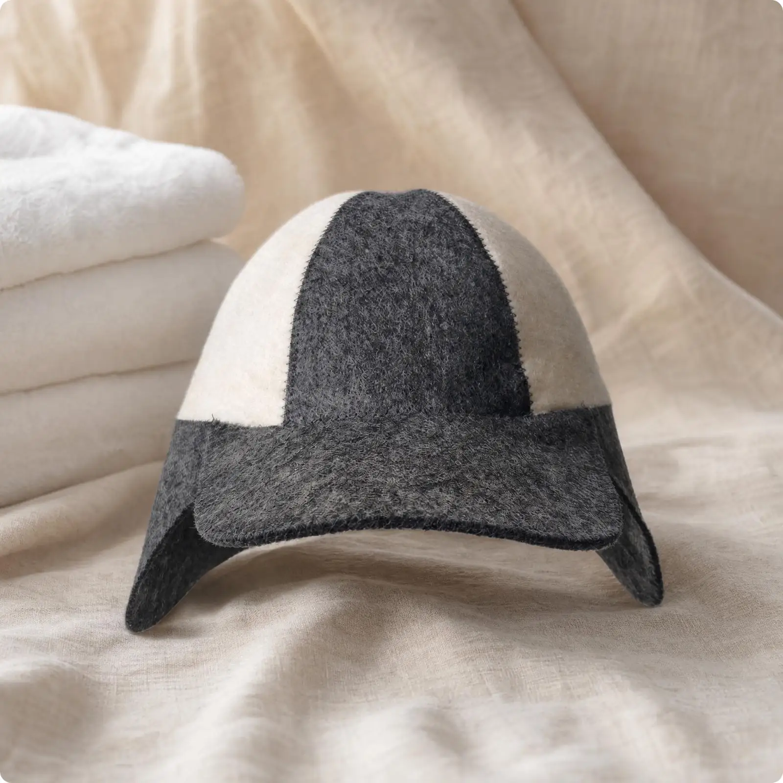 Sauna Cap for Steam Room Bath Wool Felt Hat Ear Flap Heat Shield