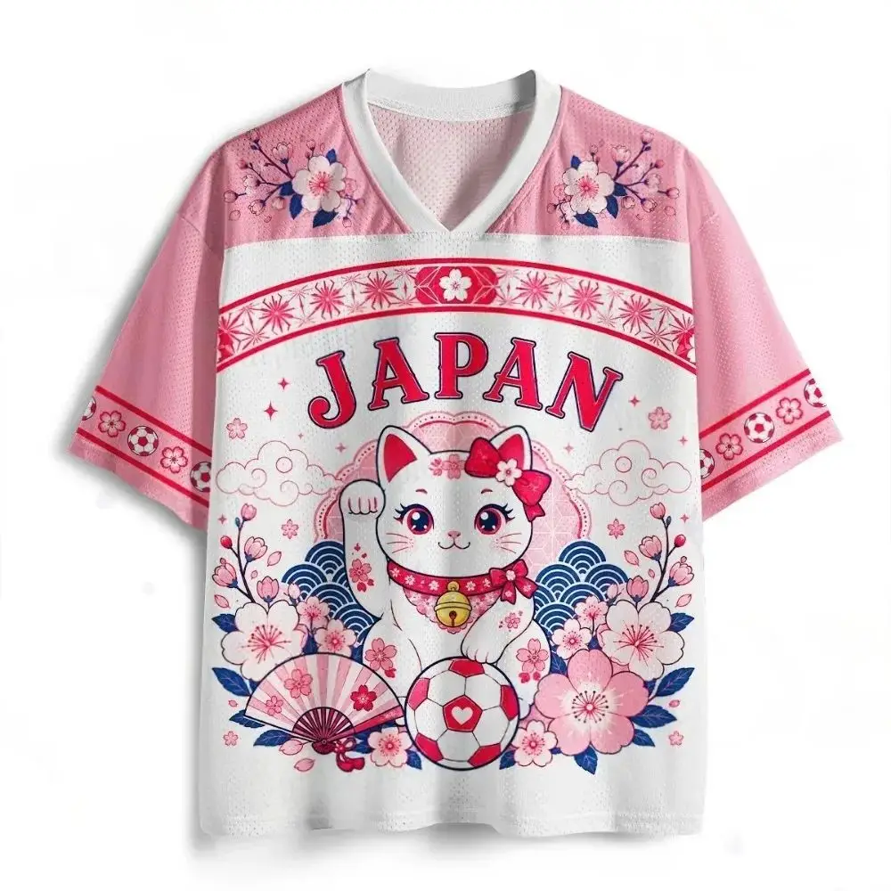Fun Cats 3D Print Men Women V-neck T-shirt Japanese-style Casual and Breathable Quick-drying Loose-fitting Parent-Child Clothing