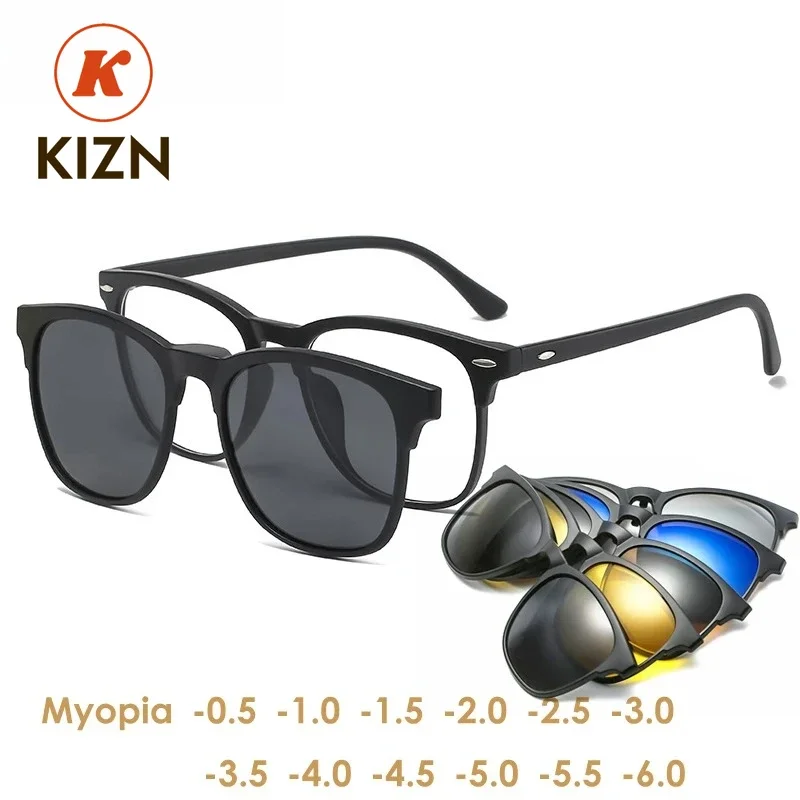 

Солнцезащитные очки KIZN с диоптриями для коррекции близорукости, магнитные, поляризованные, накладные, для мужчин и женщин, от -0.5 до -10