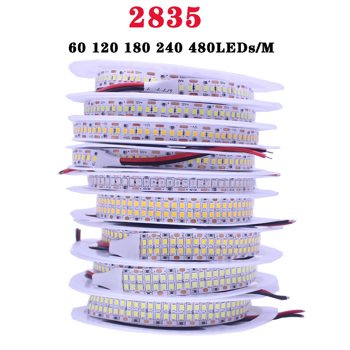 

12V 24V 2835 LED Strip 5m 10m 15m 20m Tape Light Ribbon 60/120/240/480 LED Natural White / Warm White / Cold White Home Decor