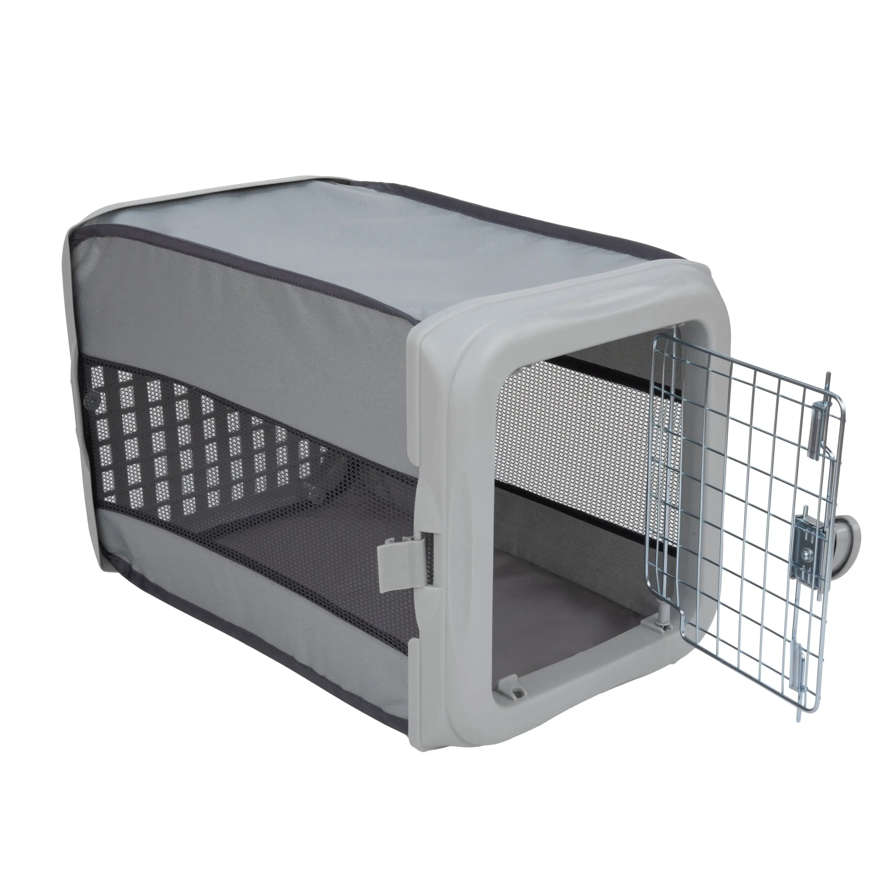 Dog Kennels and Crates 22.5 Inch Collapsible Pop Up Pet Kennel Small Gray Rugged But Comfortable Polyester Fabric and Mesh